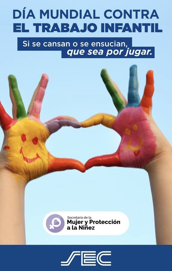MyN_Sec's tweet photo. #DiaMundialContraElTrabajoInfantil #PongamosFinaltrabajoInfantil #InfanciasLibres
Por un mundo libre de trabajo infantil. https://t.co/vwcw5lQ3hc