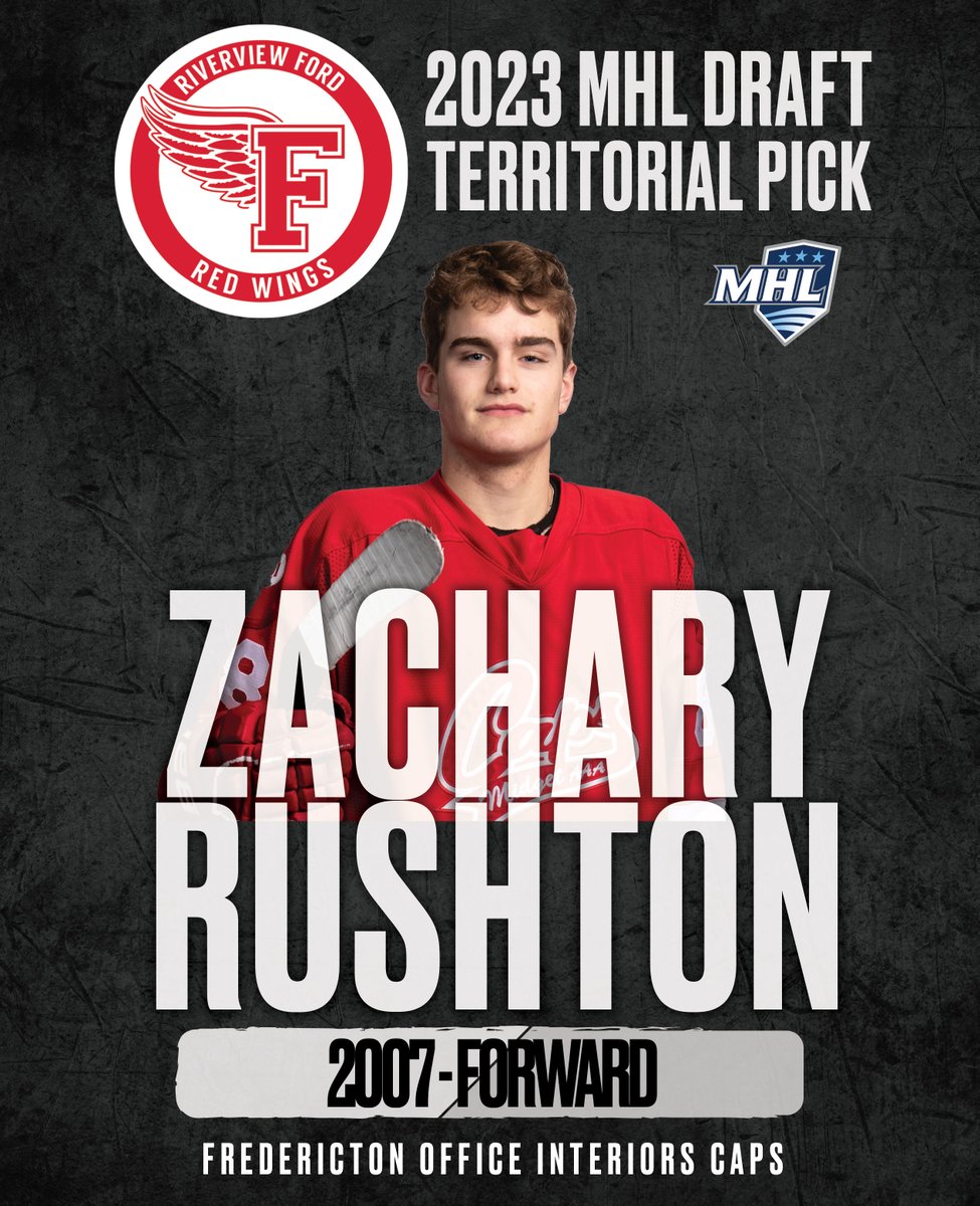 The Fredericton Red Wings have selected 2007 F Zachary Rushton from the Fredericton U18 Caps as our Territorial Pick in the <a href="/THEMHL/">The MHL</a> 2023 Draft.