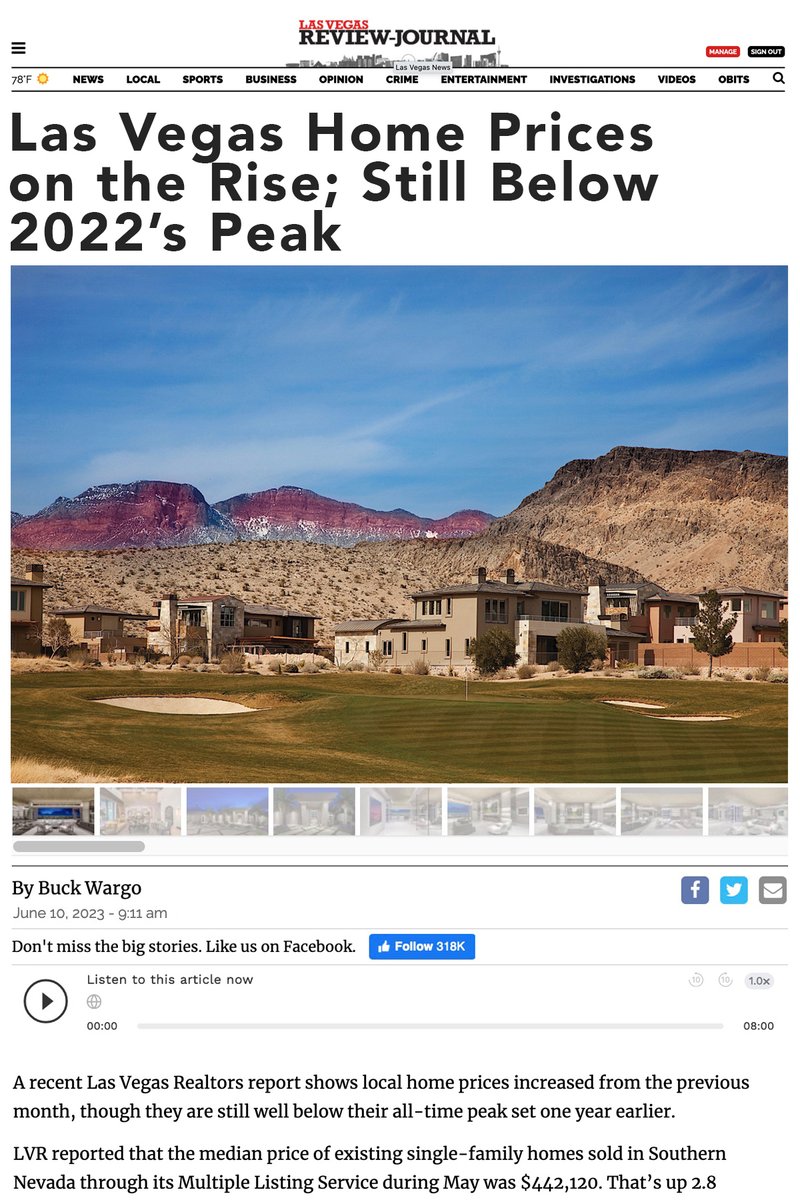 IN THE NEWS – LAS VEGAS HOME PRICES ON THE RISE

Up 2.8% from April.

reviewjournal.com/homes/resale-n…

#vegasluxuryrealestate #ellimannevada #elliman #douglaselliman #douglasellimanrealestate #thenextmoveisyours #lasvegashomesforsale #lasvegasrealestate #luxuryrealestate #luxurylifestyle