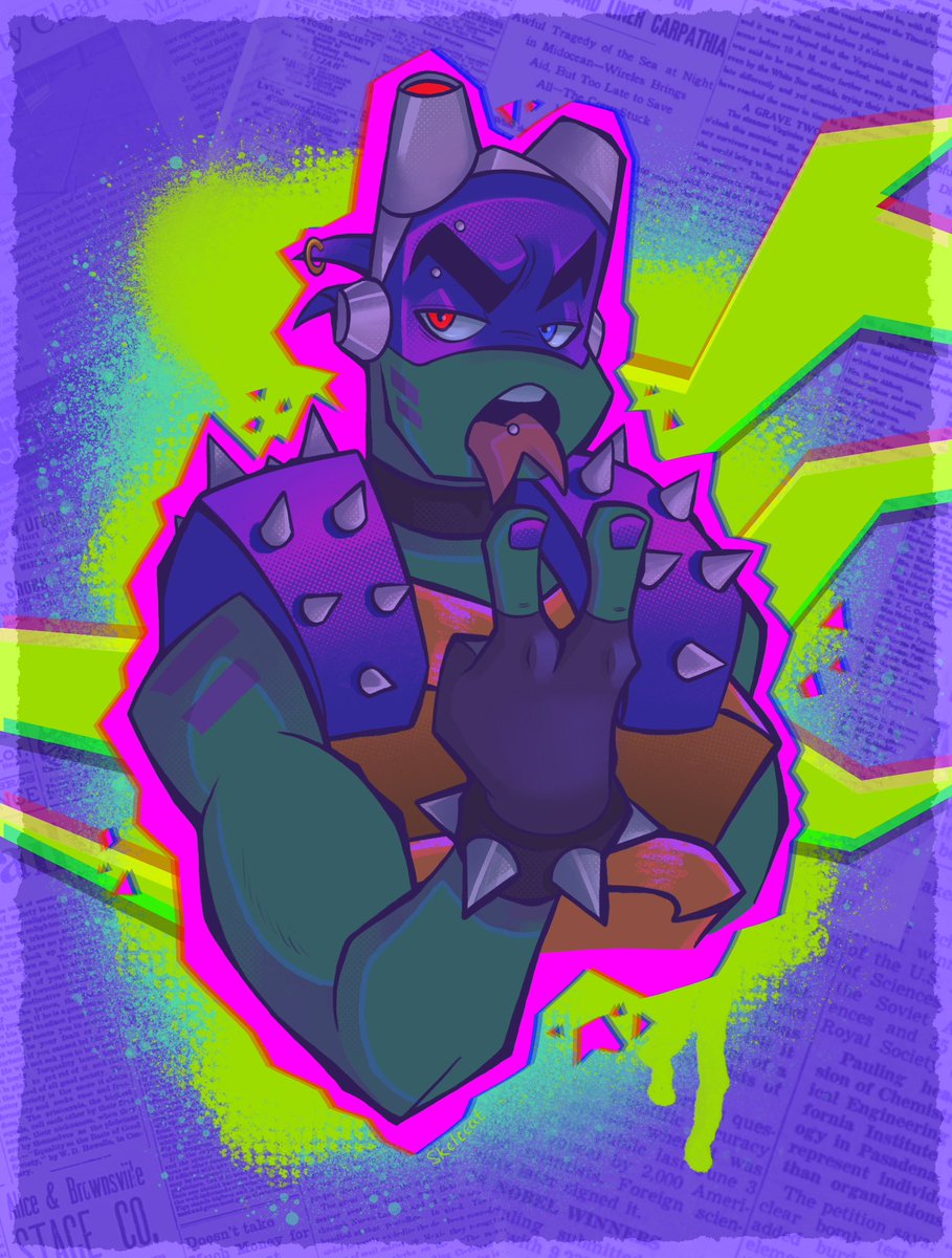 skullybone_'s tweet photo. I liked the dark one too much to scrap it so here’s a punk Donnie #rottmnt https://t.co/jAr2L8yzF6