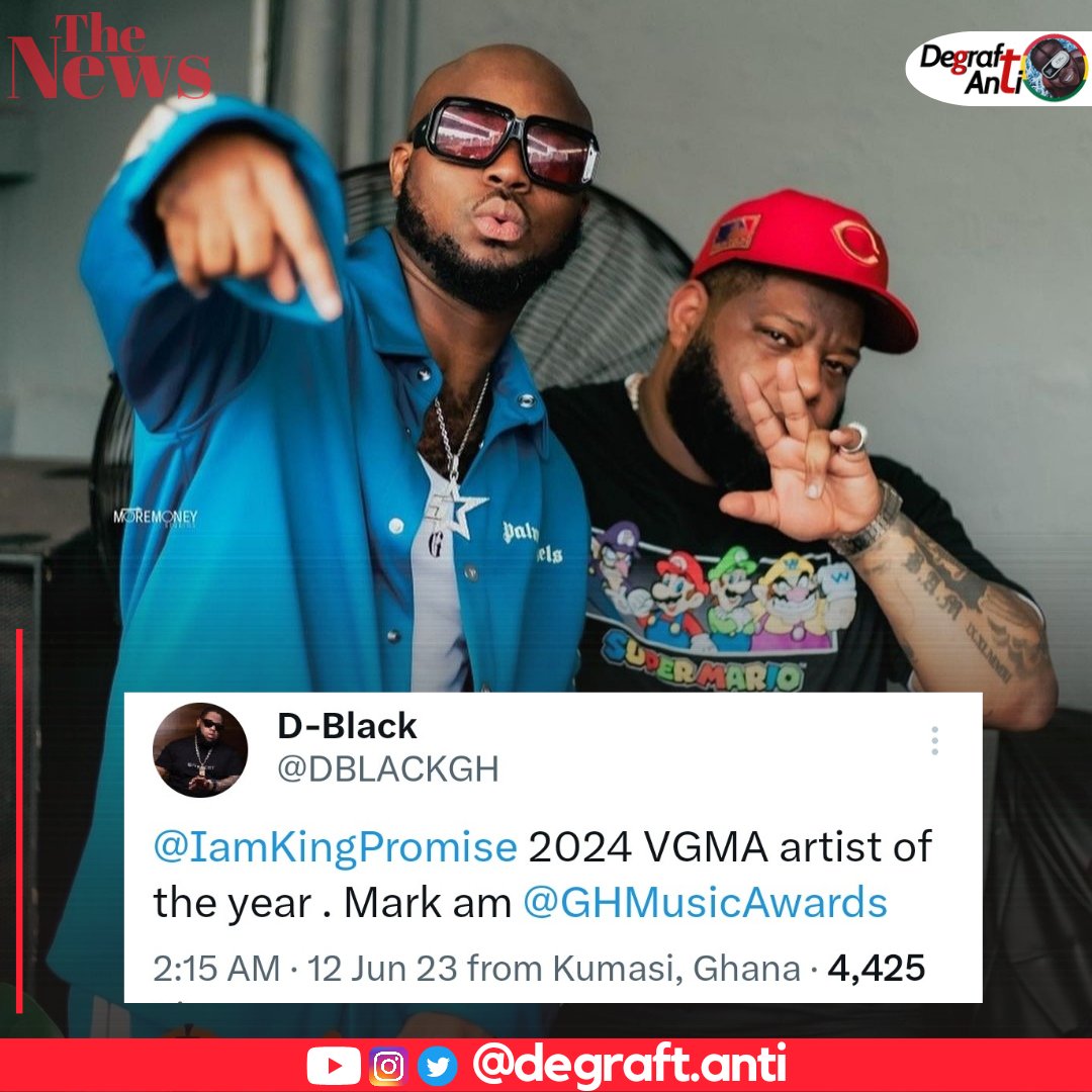 Rapper, D-Black is rooting for King Promise to win 'Artiste of the year' at next year's Vodafone Ghana Music Awards.
________
Sarkodie Stonebwoy Shatta Wale blacko nana ama Mcbrown #IntoTheFuture