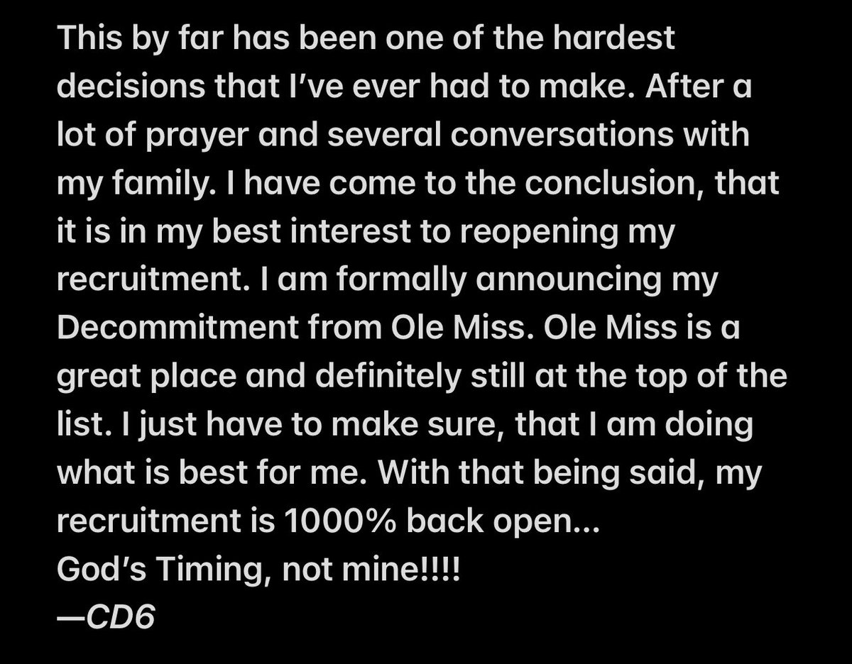_chrisss1k's tweet image. First &amp;amp; foremost, I want to give honor to God, my family, my coaches, and everyone that has supported me on my journey. I’d be lying if I said that it has been an easy one. But, with that being said, Respect My Decision!!!

@LawrencHopkins @SWiltfong247 @RivalsCole @ChadSimmons_