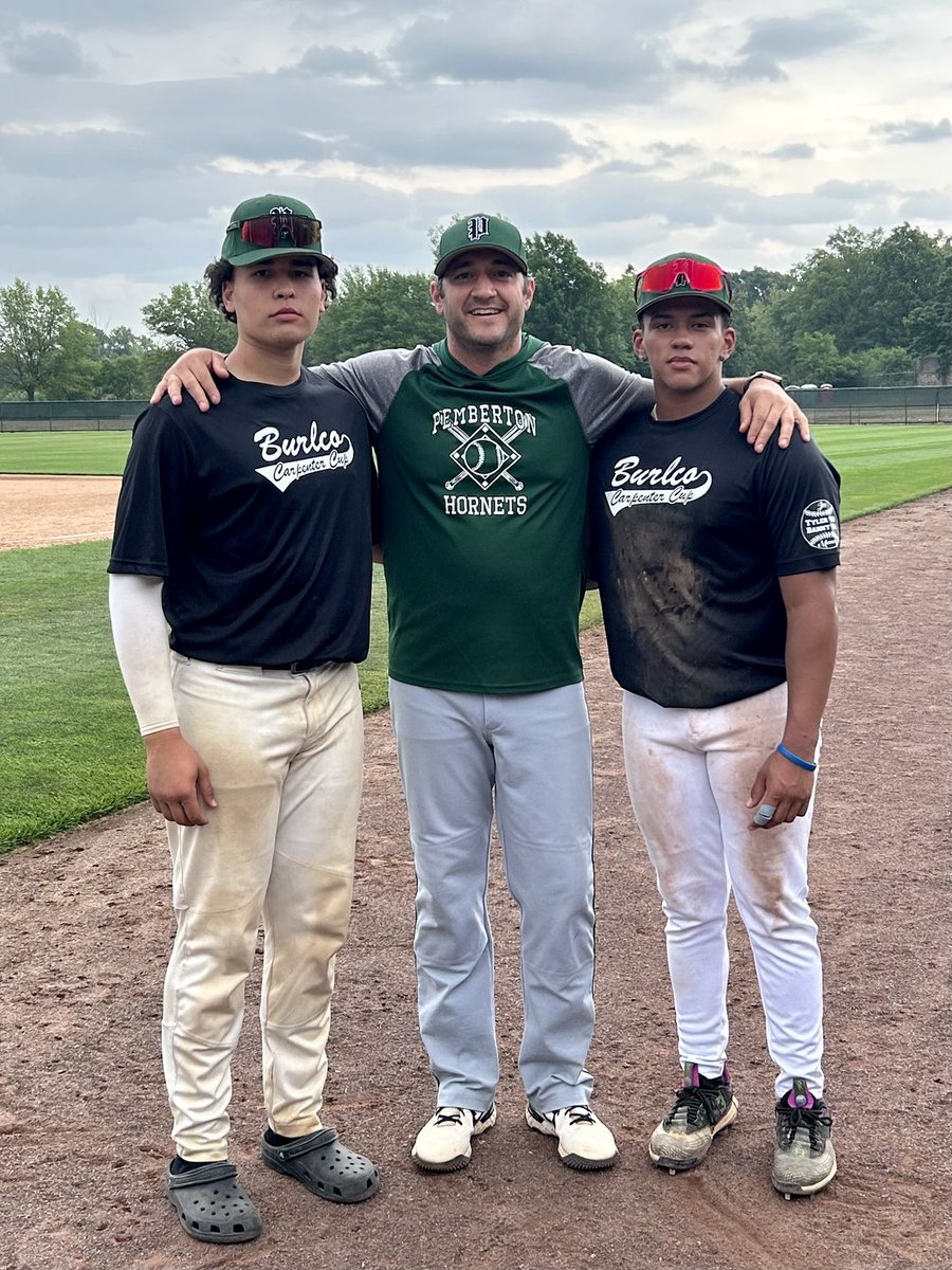 PembBaseball's tweet image. The Hornets were well represented in today’s ⁦@CarpenterCupBB⁩ opener versus the Shore Conference squad. A hard-fought 10-7 loss isn’t the results we were looking for but we are super proud of Antonio Bruno and Kai Hutchins for completing outstanding high school careers!