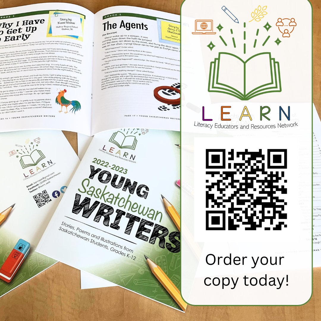 The 2023 Young Saskatchewan Writers publication is available now! Order your copy today.
Congratulations to all the K-12 students whose writing was selected! Each of you gets a free copy, plus one for your school library. learnsask.net/young-sask-wri…
#writing #literacy #LEARN #YSW