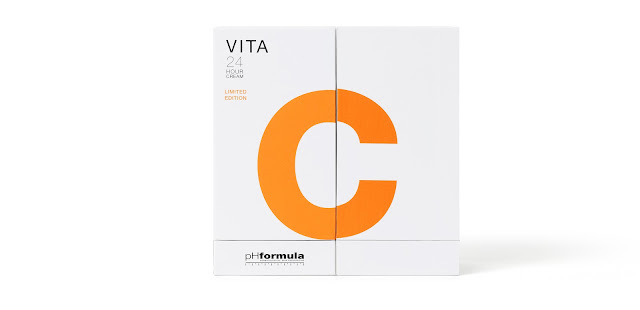 VITA by pHformula.

Striking juxtaposition of bright colored lettering against white background. 

The layering of each element of packaging creates depth that invites you to pick it up to observe from different angles. 

Clean lines and variable shapes of package complimented by