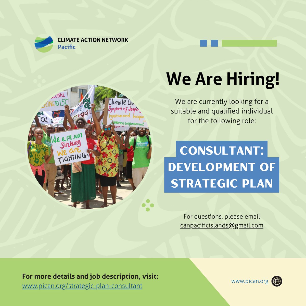 📣 Exciting job opportunity with PICAN! 🌴🌊

If you have a strong strategy background, deep understanding of the Pacific Islands region, and expertise in facilitating participatory processes, we want to hear from you.

➡️ pican.org/strategic-plan…