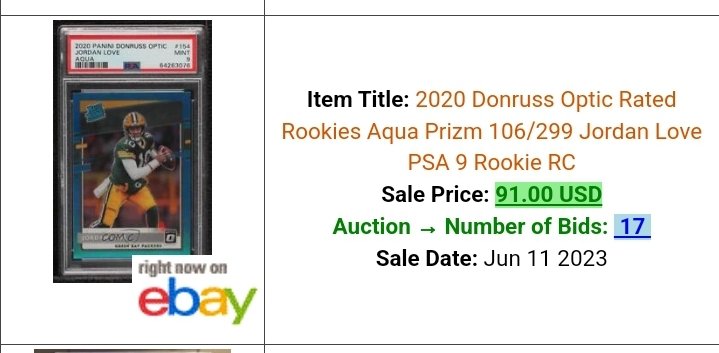 4thDownCards's tweet photo. 2020 Jordan Love Optic Wave /149 PSA 10

$300 OBO 
Shipped and insured 💪

•PSA 9 of the Aqua Prizm /299 went for $90 on bids.
•PSA 10 of the non numbered Teal Velocity went for $300 on best offer https://t.co/6UbvcK4qSq