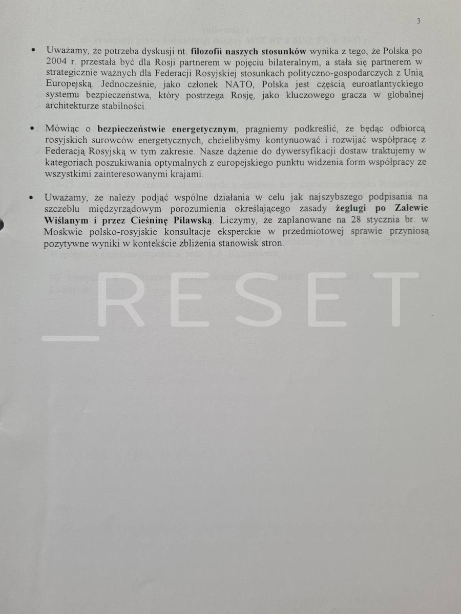 Tezy na rozmowy pomiędzy Radosławem Sikorskim a Siergiejem Ławrowem w Moskwie 21 stycznia 2008. 

Z takim zestawem tematów szef MSZ pojechał przygotować spotkanie  Donalda Tuska z Władimirem Putinem parę dni później. 

#reset 
@Cenckiewicz 

⬇️⬇️⬇️