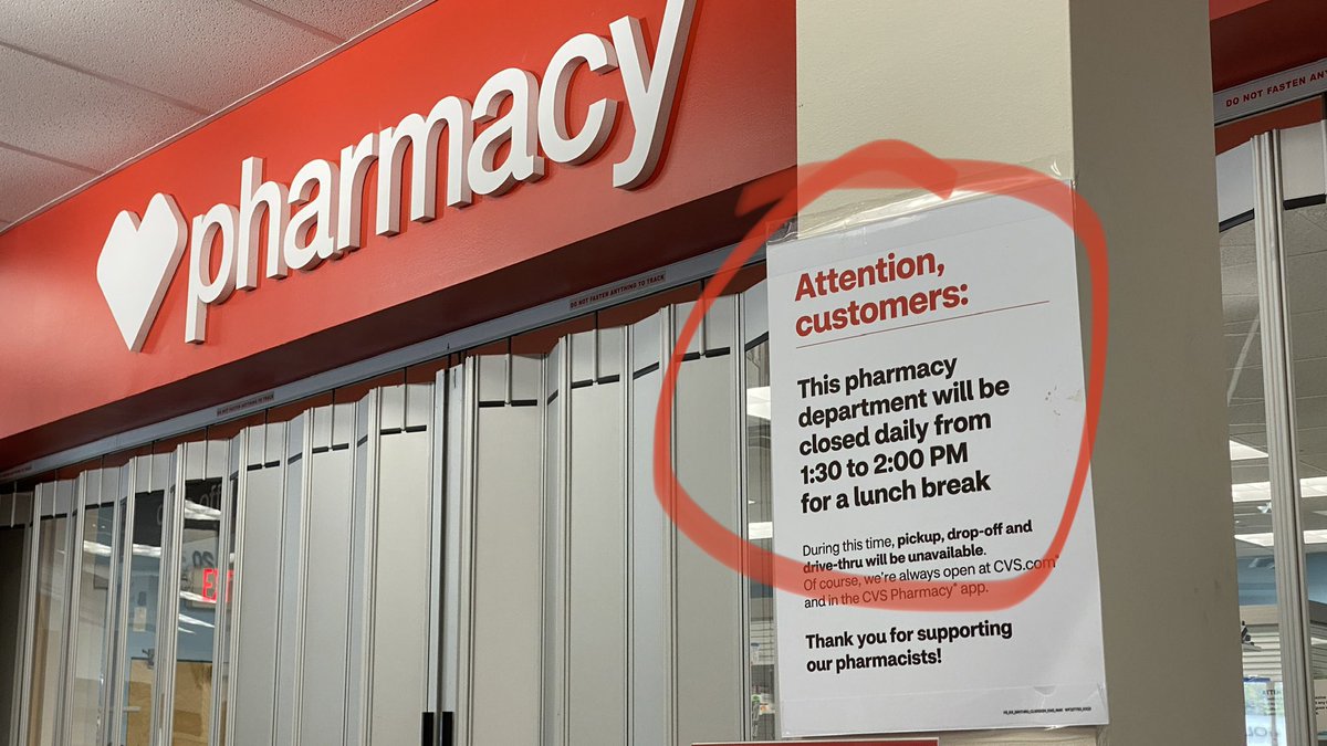 _JonCat's tweet photo. Seriously @cvspharmacy! Why can’t you just have people rotate taking their lunch break like every other business in the world?! Get you stuff together! And stop over charging for the same items I can get at @Walmart for a fraction of the price. Just stop! https://t.co/di6W2yPtUc
