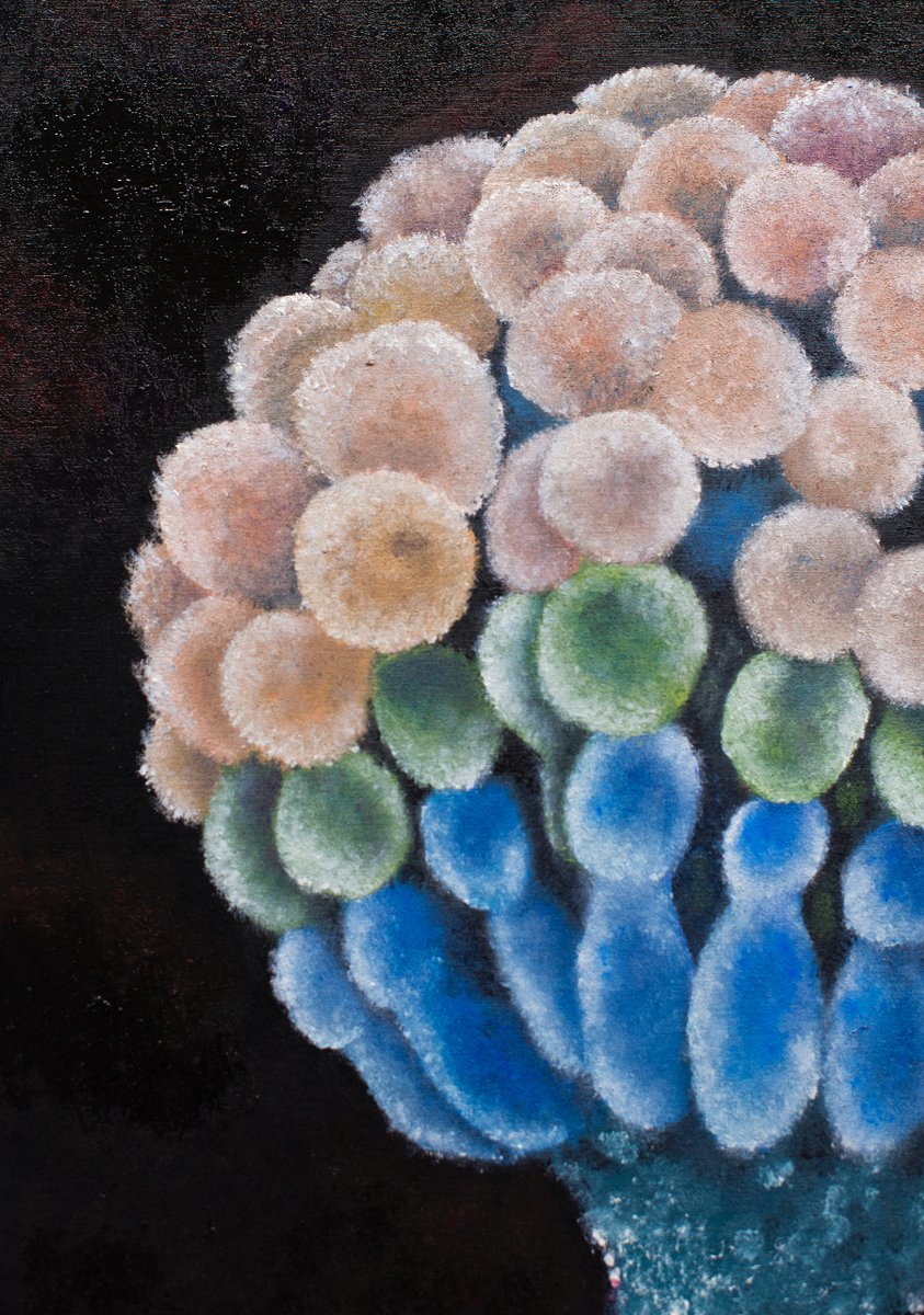 Do you like me? Don't I look colorful? then buy me! I'm looking for a new home !! 
[Aspergillus clavatus, Oil on wood panel, 12x18 inch.]
#fungilover #fungipainting #fungiart #colorfulartwork #perfectgiftformicrobiologist