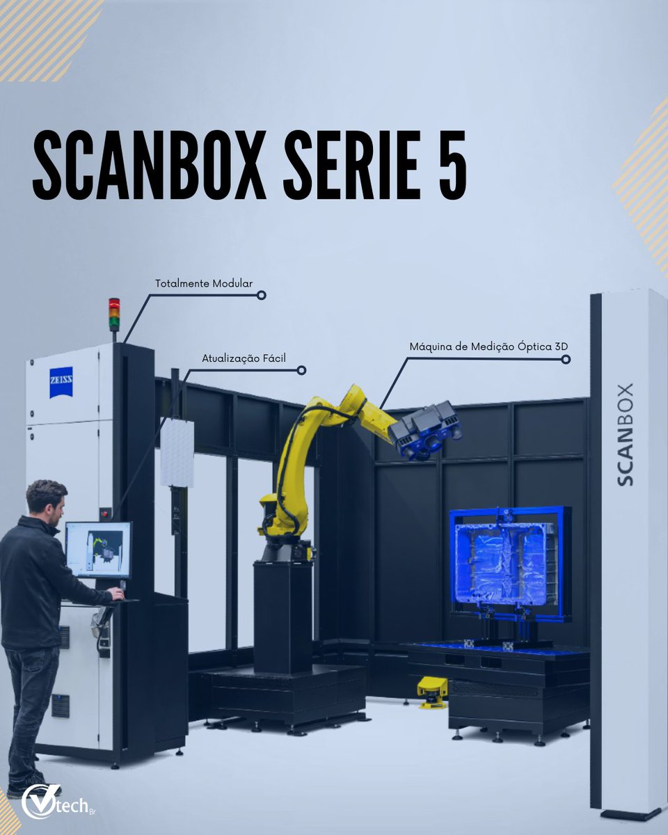 vtechconsulting's tweet photo. Apresentamos a Série 5 do ZEISS ScanBox, a solução completa para inspeção automatizada e digitalização de peças complexas. Com três modelos e uma modularidade inovadora, você pode personalizar o ScanBox de acordo com suas necessidades. Saiba mais pelo WhatsApp: (11) 2605-8080! https://t.co/6sh8H5LfEr