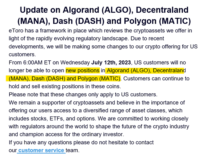 🚨BREAKING🚨

🇺🇸 eToro to ban US users from opening new positions in certain crypto tokens following #SEC lawsuits.