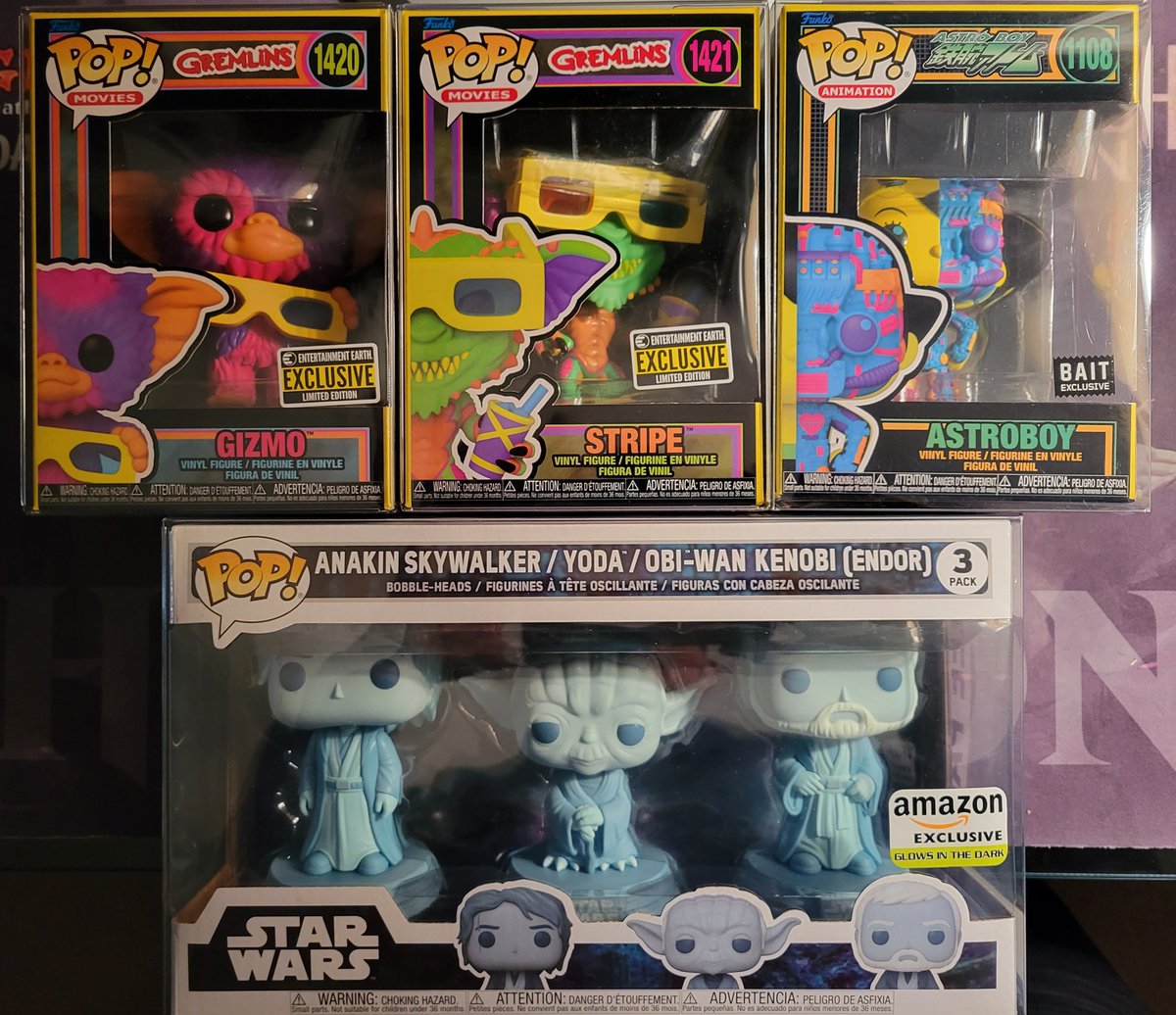 Mail Call!!📬Got the Starwars 3 pack and Astroboy in from @ANIME_ADDICT12...shipped super fast and minty!! Thanks so much!! Go check his sales out!! Gremlins fresh from @EpicCollectables!! #Funko #FunkoFamily #Starwars #Gremlins #AstroBoy #Blacklight