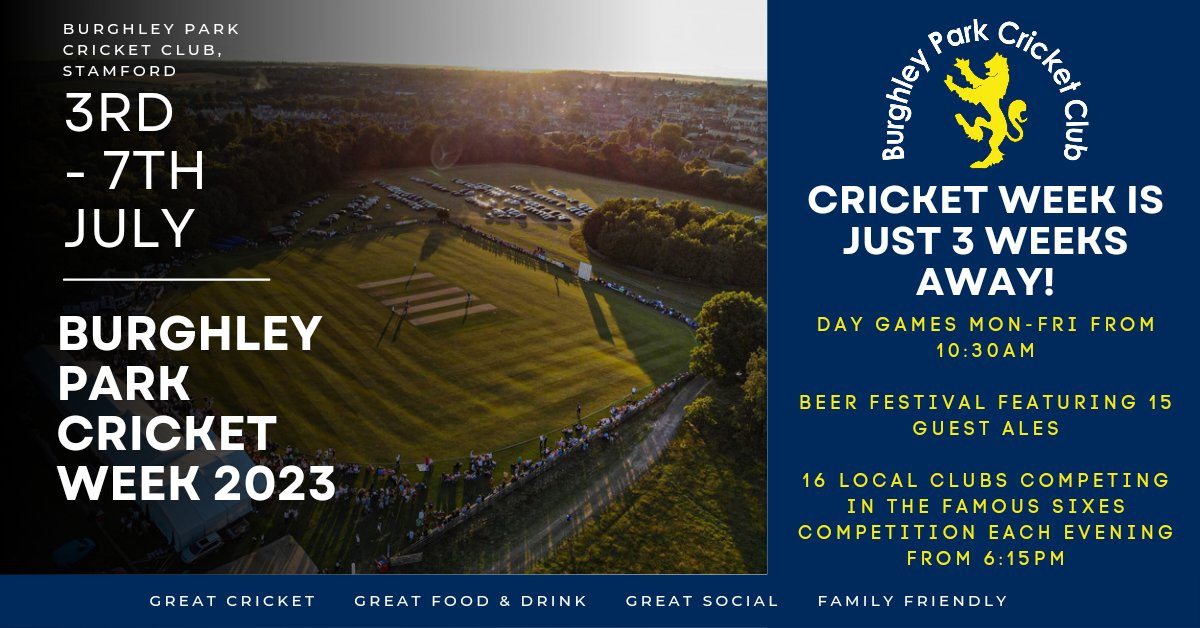 Cricket Week is just 3 weeks away. Get down to the Park for a fantastic week of food, drink, cricket and socialising fb.me/e/MmsaeU51