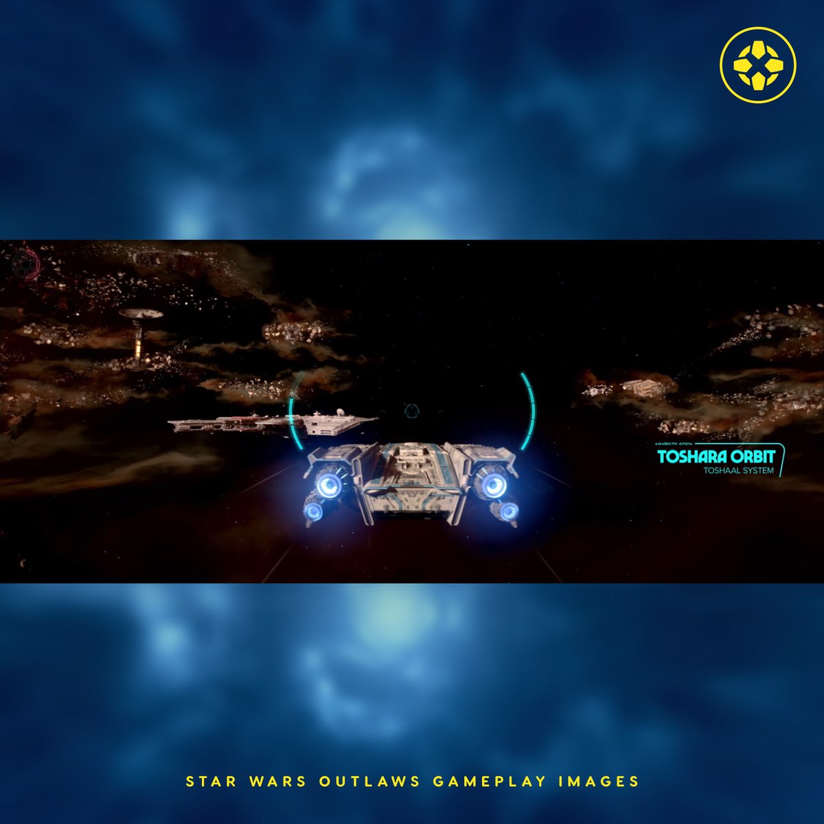 IGN's tweet image. Check out these new images from Star Wars Outlaws' gameplay reveal which feature third-person action, speeder bike chases, and space battles! #UbiForward #IGNSummerOfGaming