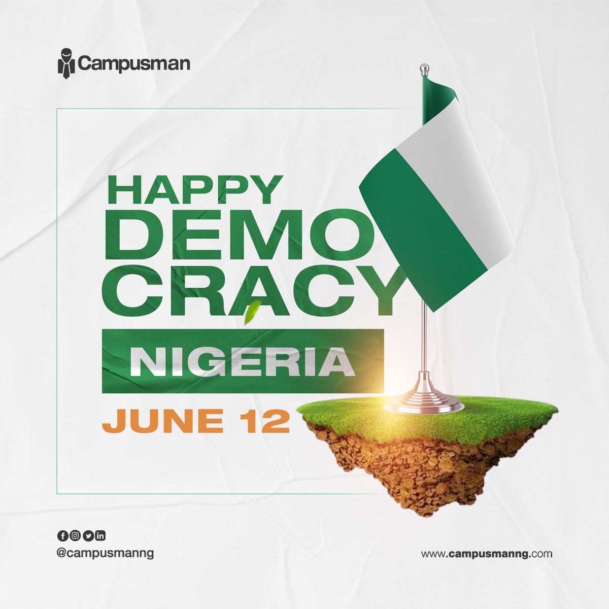 campusmanng's tweet photo. It's another year to celebrate the freedom of assembly, property rights and citizenship in Nigeria.

It's Democracy Day and we hope you have the best of today. https://t.co/7kqhJZJyI5