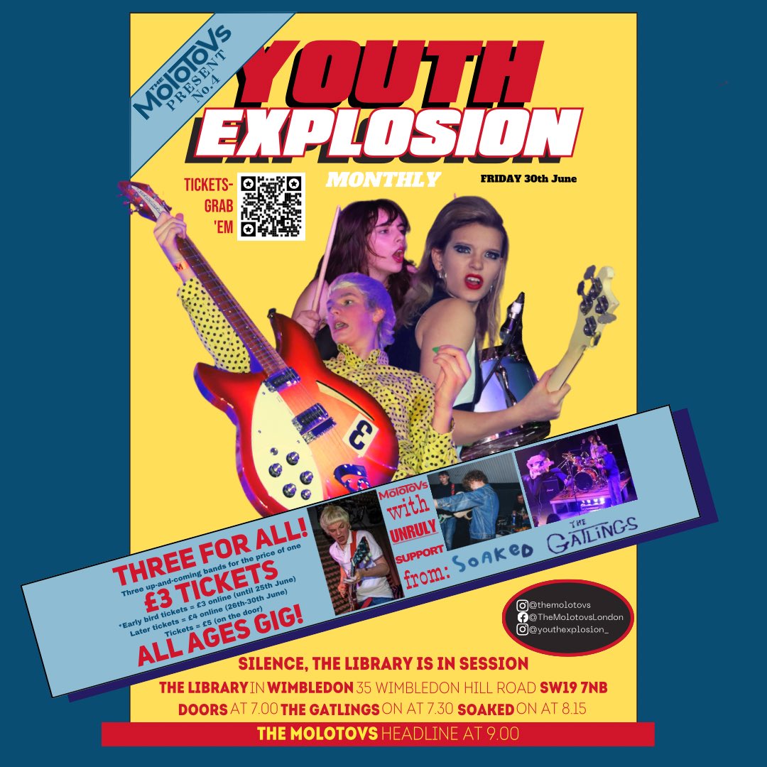 TMolotovs's tweet photo. Youth Explosion 4.0 on SALE now!
ALL AGE gig. Bringing #livemusic to those who struggle with bouncers on the door…
Tickets and details https://t.co/xvaip44aPn
No ID required…
#youthexplosion https://t.co/bFJ00YjqAn