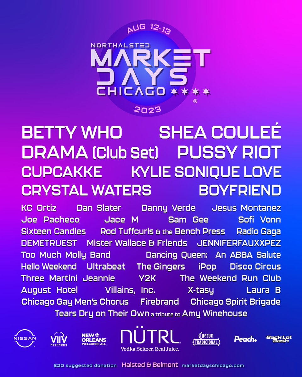 CHICAGO!!!!!!!!!! so excited to be reunited with @SheaCoulee at @MarketDaysCHI!!! see you in august!!!!!!!! 🪩💖🥳 northalsted.com/marketdays