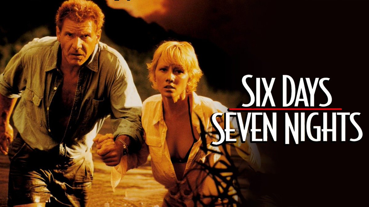 #TodayInMovieHistory (June 12): 
#SixDaysSevenNights (1998).
25th Anniversary!
A magazine editor finds herself stranded on a deserted island with a pilot whom she dislikes.
Did you enjoy this movie?
Cast: #HarrisonFord @AnneHeche @DavidSchwimmer @AllisonBJanney @officialDannyT
