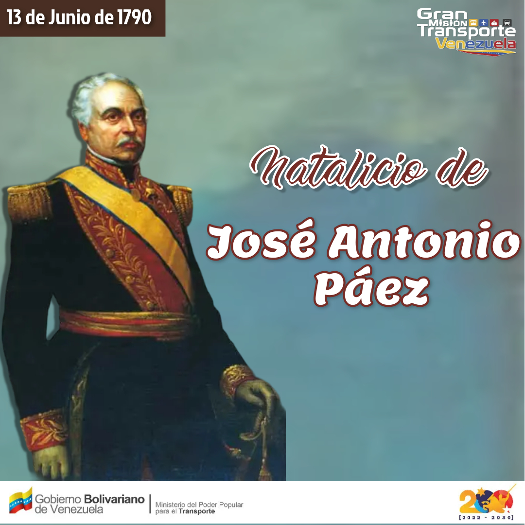 mintransporteve's tweet photo. #Efeméride 🗓️ Se cumplen 233 años del natalicio de José Antonio Páez, General en Jefe de la Independencia de Venezuela, y Presidente de la República en tres ocasiones. Se le conoció con algunos de los calificativos: "El Centauro de los llanos", "El León de Payara" y "El Taita". https://t.co/VgyrjDZ6yo