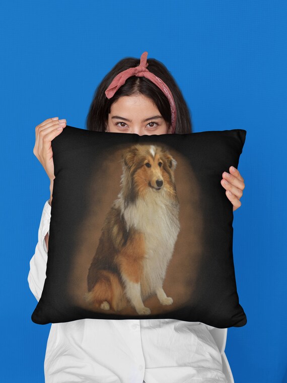 Cute Watercolor Art Collie Pillow, Collie Pillow etsy.me/3CqORB0 #collieportrait #watercolorcollie #dogloversgift #dogownersgift <a href="/etsymktgtool/">Etsy Marketing Tools</a>