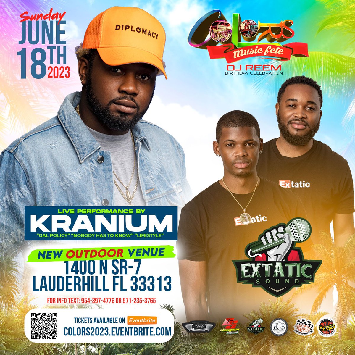 ExtaticSound's tweet photo. Colors music fete this sunday with live performance by dancehall superstar @therealkranium https://t.co/gxtLbwMP3b