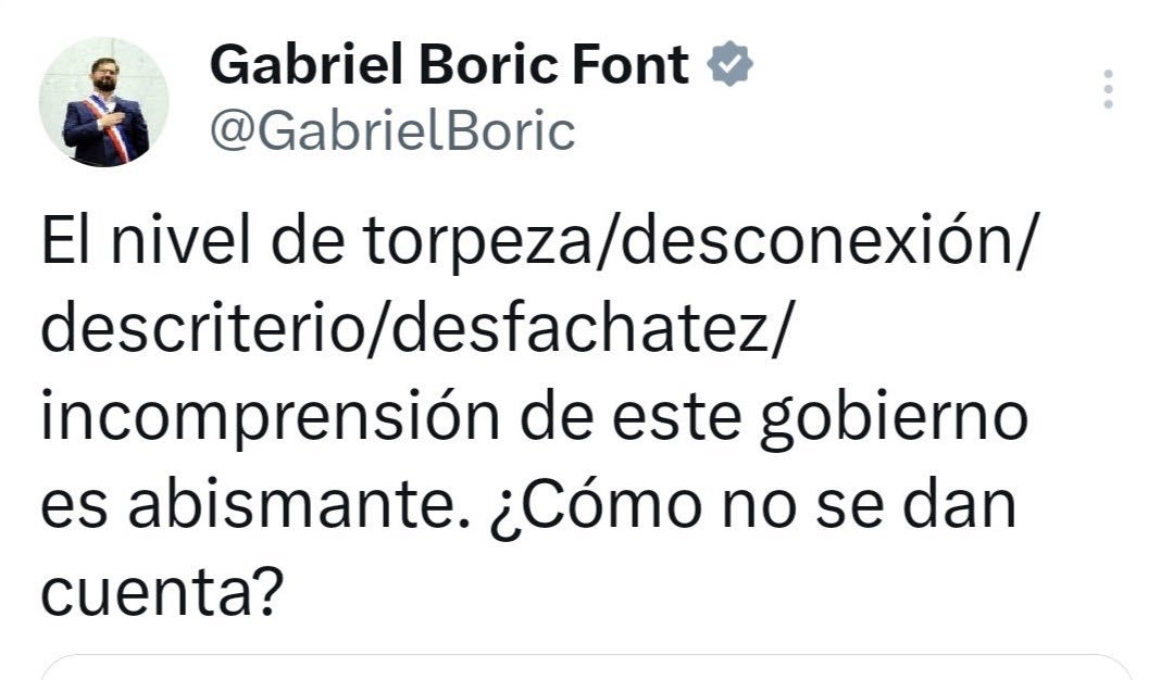 Por esta vez créanle a <a href="/GabrielBoric/">Gabriel Boric Font</a> 
¡¡una que tenga razón!!
🙄🙄🙄