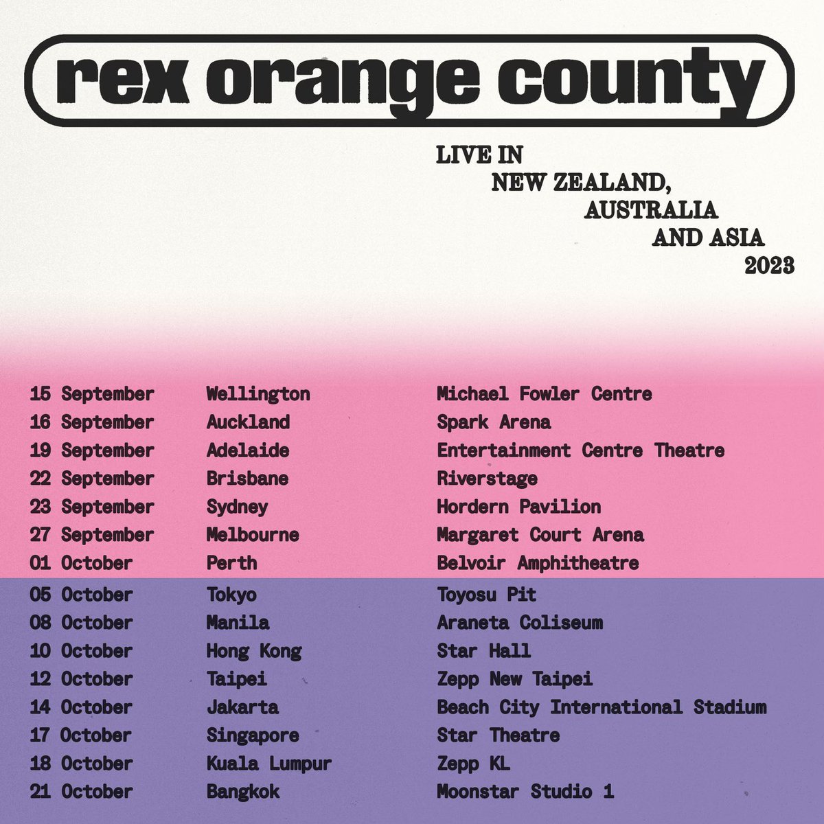 RexOrangeBRA's tweet photo. 🚨 Rex Orange County anuncia turnê na Oceania e Asia! Brazil? Out! Mas ele estará de volta aos palcos pelo menos 🙏 https://t.co/RRh6Y6gbVD
