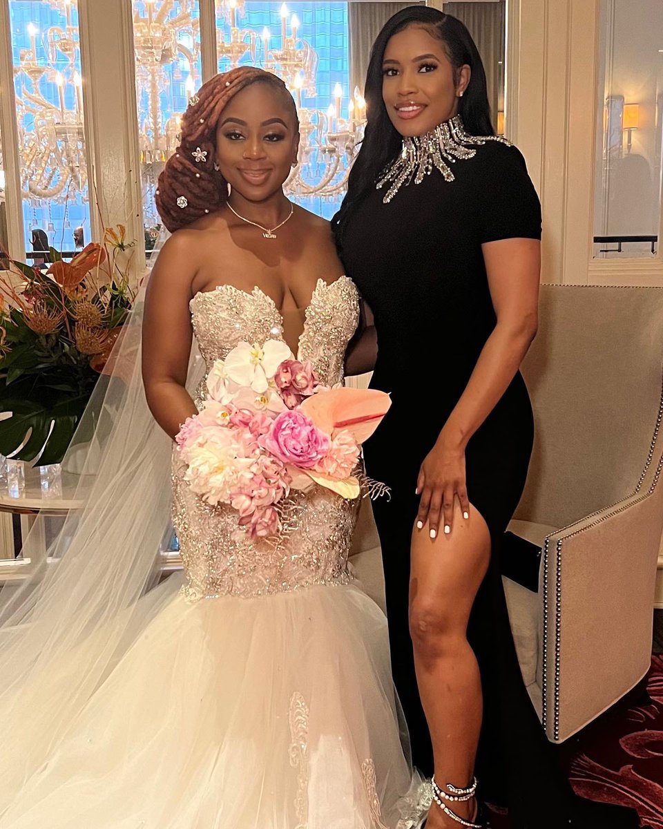 Iammilanrouge's tweet photo. What’s better than 1 millionaire? 
2, especially when they’re from the same hue as you. 
Thank you Pinky for trusting my black owned brand @MilanoDiRouge to create your dream wedding dress 🖤 https://t.co/x5owULxkgf