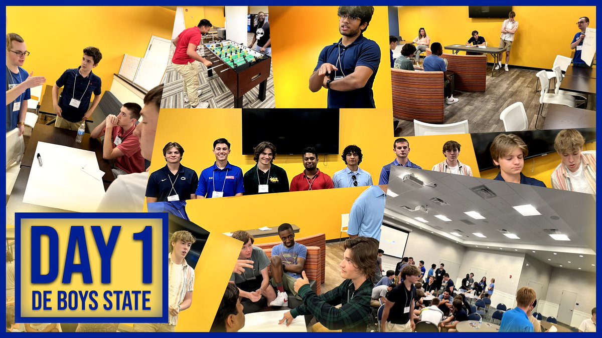 DEBoysState's tweet photo. We had a successful, frenetic, amazing first day at Delaware Boys State 2023! With a whirlwind of speakers, activities, and elections, our delegates are ready for the week of a lifetime to come!
#americanlegion #boysstate #boysstate2023 https://t.co/FaCOKFhrz4