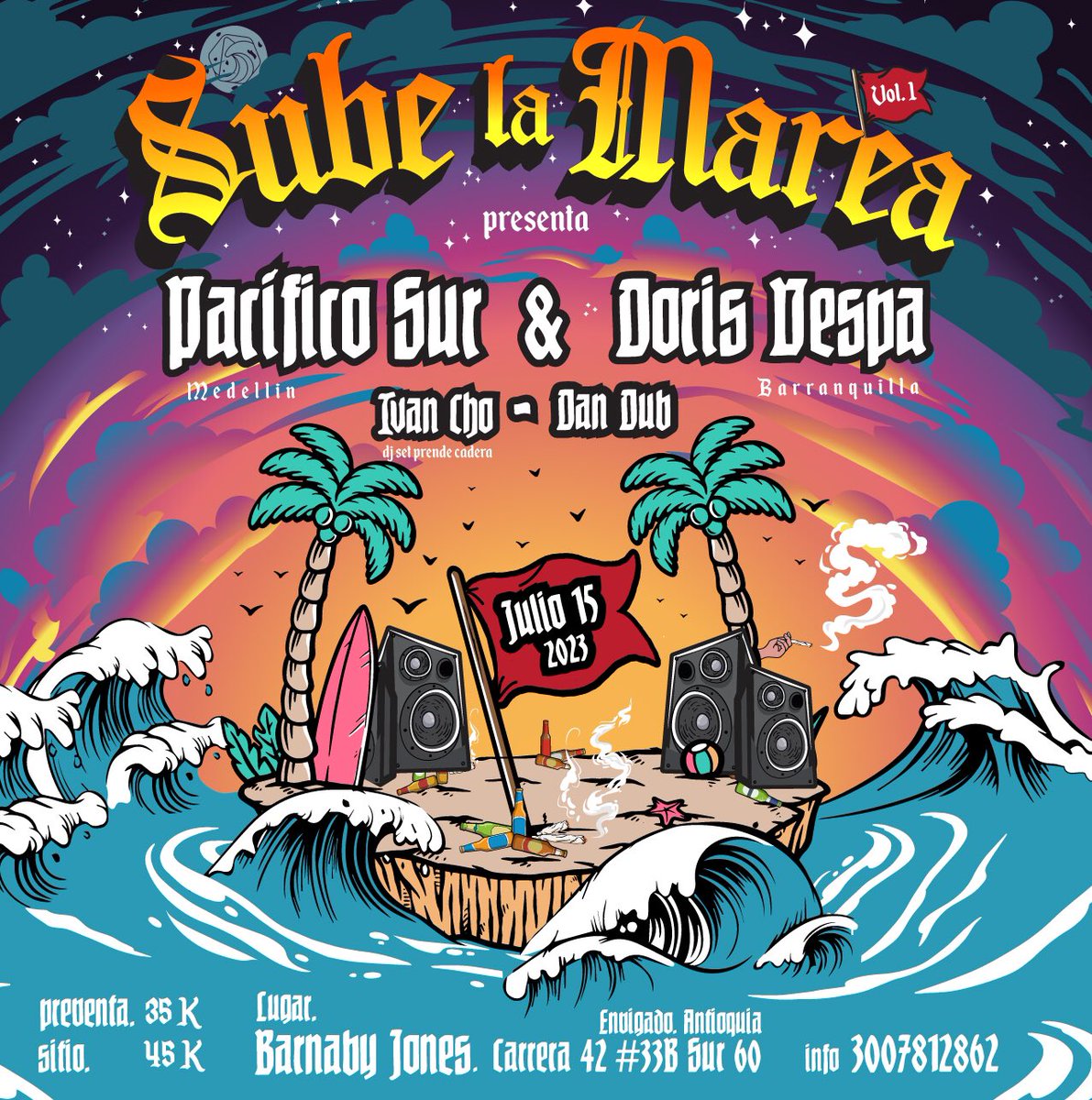 sur_pacifico's tweet photo. No sabíamos si hacer un concierto o una fiesta y decidimos fusionarlas en esta primera edición de “Sube la Marea”.🚩
Una fiesta que garantiza un buen oleaje de música y en la que tendremos a los amigos de @dorisvespa que nos traerán desde Barranquilla toda la sabrosura del Caribe https://t.co/mU1hnrZ58O
