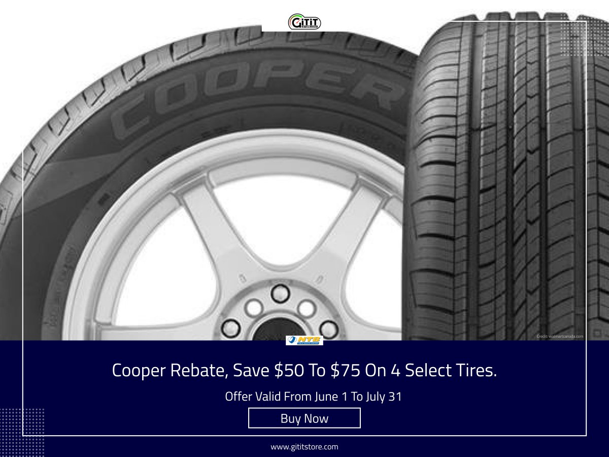 Accelerate your savings with Cooper Tires! Purchase four select Cooper tires and save from $50 to $75 after a mail-in rebate. Dont miss out on this incredible offer, valid from June 1 to July 31, 2023. Upgrade your ride and enjoy the road with Cooper
#CooperTires #SavingsOnWheels