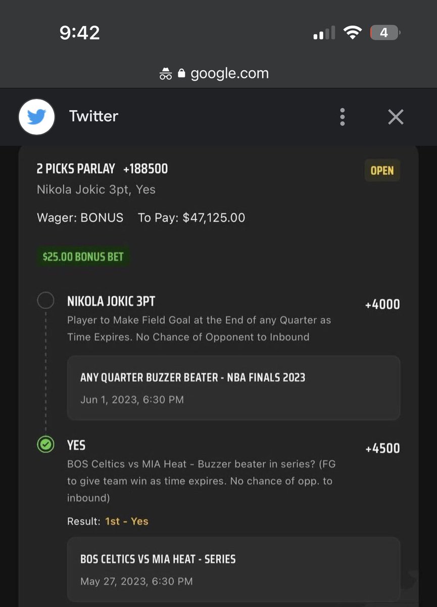 PolancosPicks's tweet image. #Jokic hit front rim on a buzzer beater to end the first half.

I would have loved to see the dude’s face who placed this bet.

#NBAFinals @DKSportsbook