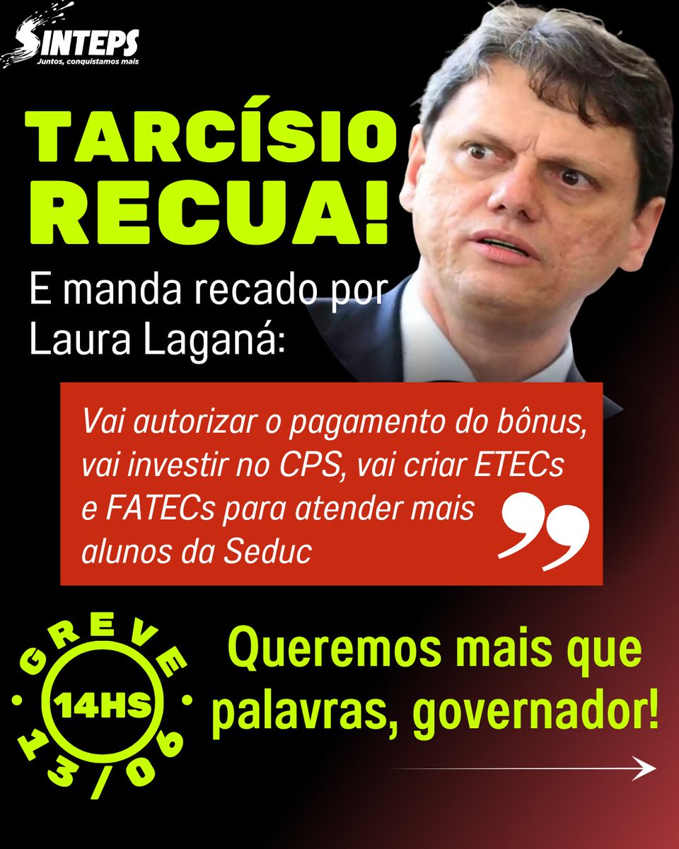 sinteps1993's tweet photo. É hora de aumentar a pressão! Queremos mais que palavras! Todos em luta nesta terça, 13/6!  Leia matéria completa aqui https://t.co/WUxSXoa91i
.
.
.
.
.
.
@centropaulasouza #fatec #centropaulasouza #fatecsp #Sinteps #etec #educacaopublica #greveDaEducação #grevedosprofessores https://t.co/ABDn9twEe8