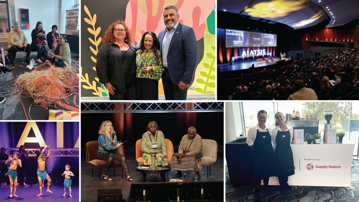SupplyNation's tweet photo. Last week, our team were proud to attend the Australian Institute of Aboriginal &amp; Torres Strait Islander Studies Summit on Noongar Boodja Country in Perth - a unique forum to address critical challenges &amp; support First Nations cultures, knowledge and governance.
📸: @AIATSIS https://t.co/9w6hdHUglV