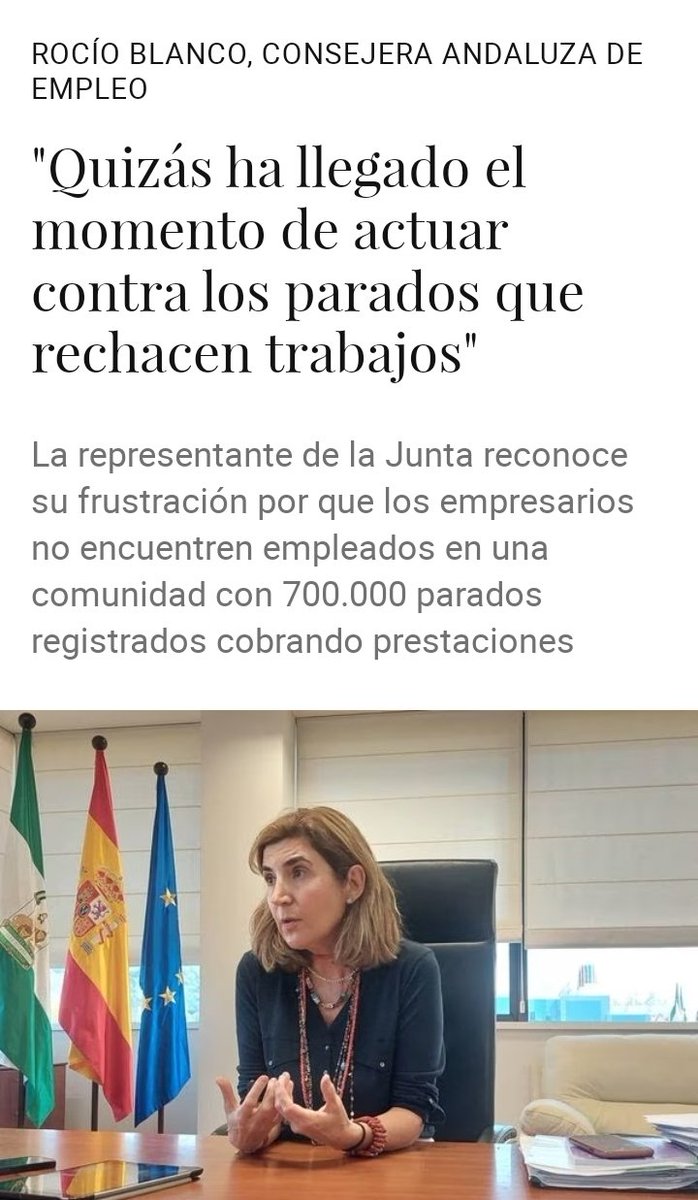 Quizá ha llegado el momento de evitar que esta gente gobierne cualquier administración pública. Lo traduzco: el PP dice que si eres administrativo, vives en Sevilla y te ofrecen un puesto recogiendo hortícola en Almería por 40 euros, lo cojas o te quitan el desempleo. La derecha.
