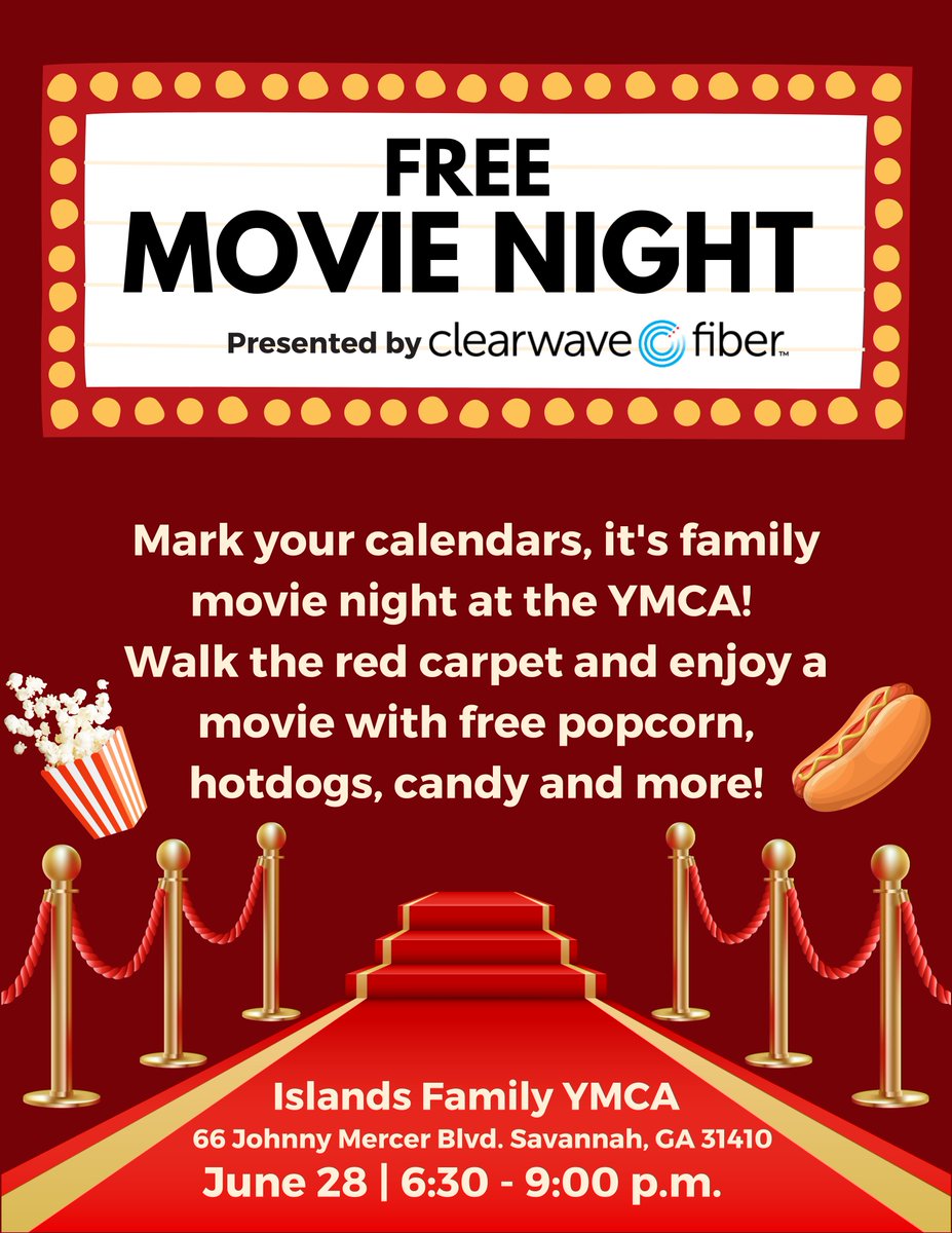 Clearwave_Fiber's tweet photo. Another Wellness Day at the @YMCAofCoastalGA is complete! ✅ We are also super excited to announce that we will host a free movie night with our YMCA friends later this summer! 🎬
#ClearwaveCommunity #Savannah #SavannahIslands https://t.co/QEaCbDHcZ2