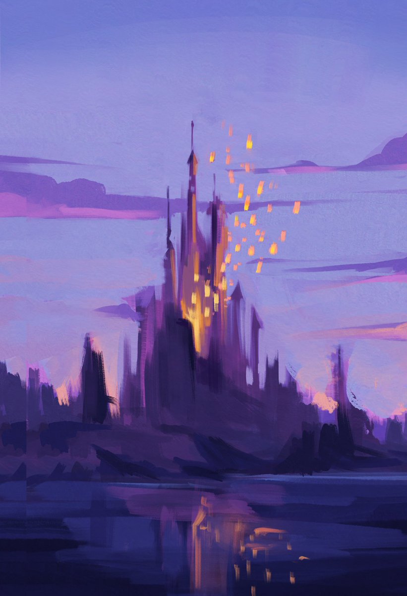 1hr env practice- I still remember when I first saw that scene in Tangled where the lanterns rose in the sky, such a beautiful moment🥹