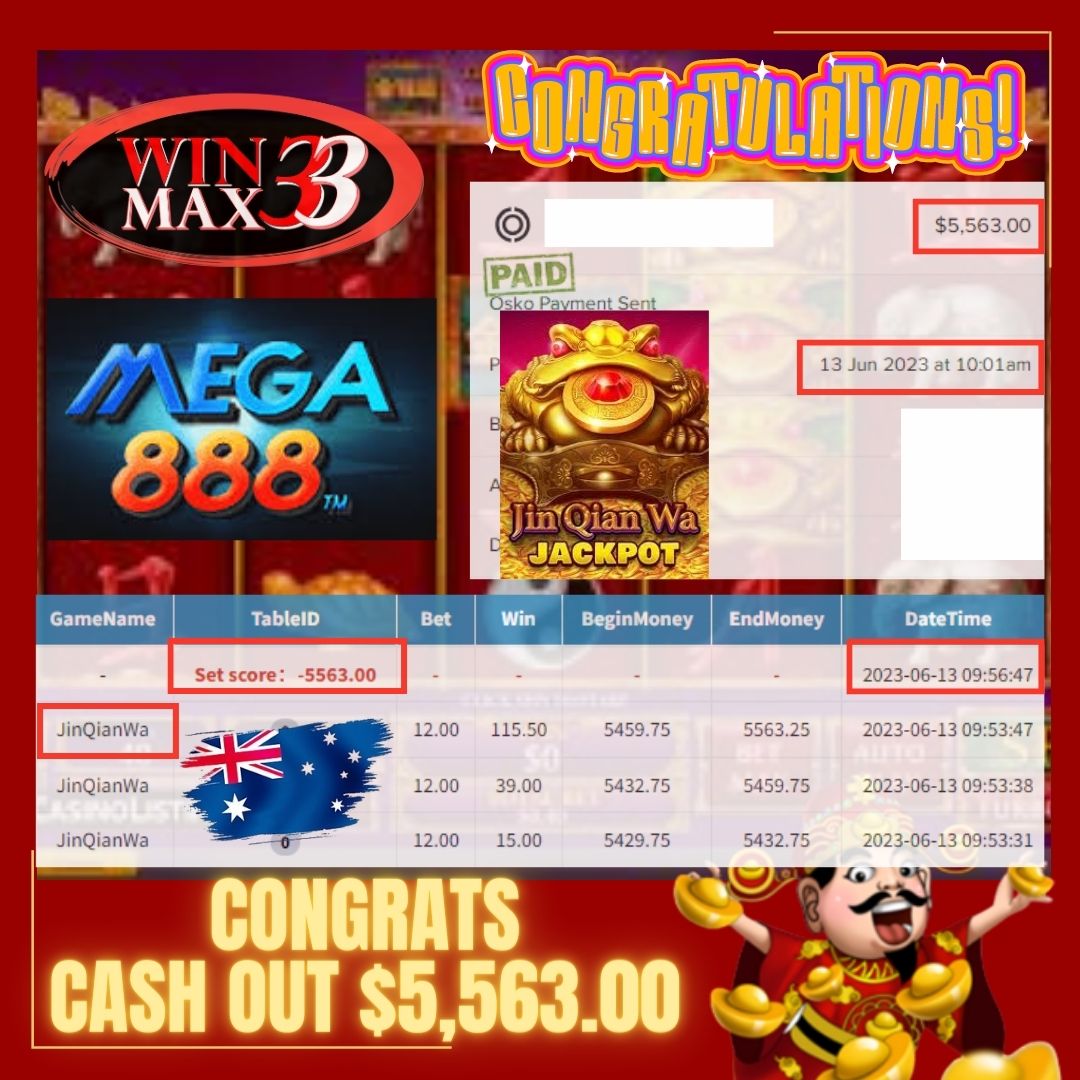 winmax_33's tweet photo. 🎉 Congrats To Our Member Play <Jin Qian Wa> On <Mega888> Get Withdraw $5,563.00 AUD‼️

Still Looking For Trusted &amp; Safest Online Casino Company❓
🇦🇺 Winmax33💫 Is The Best Choice For You
Come Join Us And Win Now‼️

⬇️Customers service 1 : https://t.co/3qUnprxCuN https://t.co/Uppd33EVS6