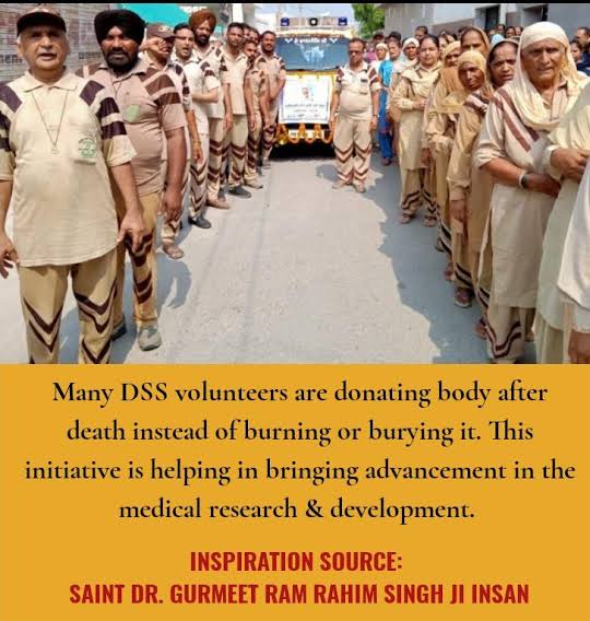 As soul left a body, it's decomposition is evident. But if body/organs are donated for medical researches or needy,we will be helping mankind even after death.
Encouraged with guidance of Saint Gurmeet Ram Rahim Ji, volunteers are doing posthumous body donation.
#GiveLifeToOthers