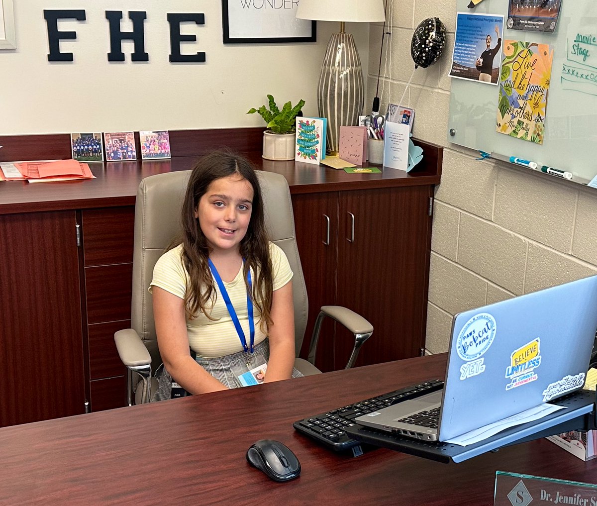 It’s like the principal’s office was built for this kiddo! It was a great day for this fourth grader to cash in her Carnival Raffle prize for a chance at Principal for the Day—she distributed Kona Ice, supervised indoor recess games, and led dismissal! <a href="/WestChesterASD/">West Chester Area SD</a>