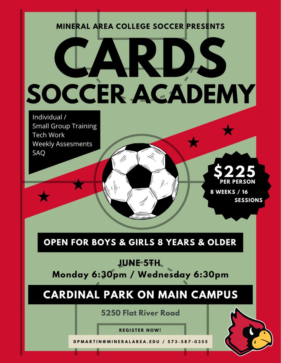 Not to late to join, session 3 &amp; 4 this week Monday / Wednesday 6:30-7:45pm. Walk up registration welcome, turf field MAC main campus!