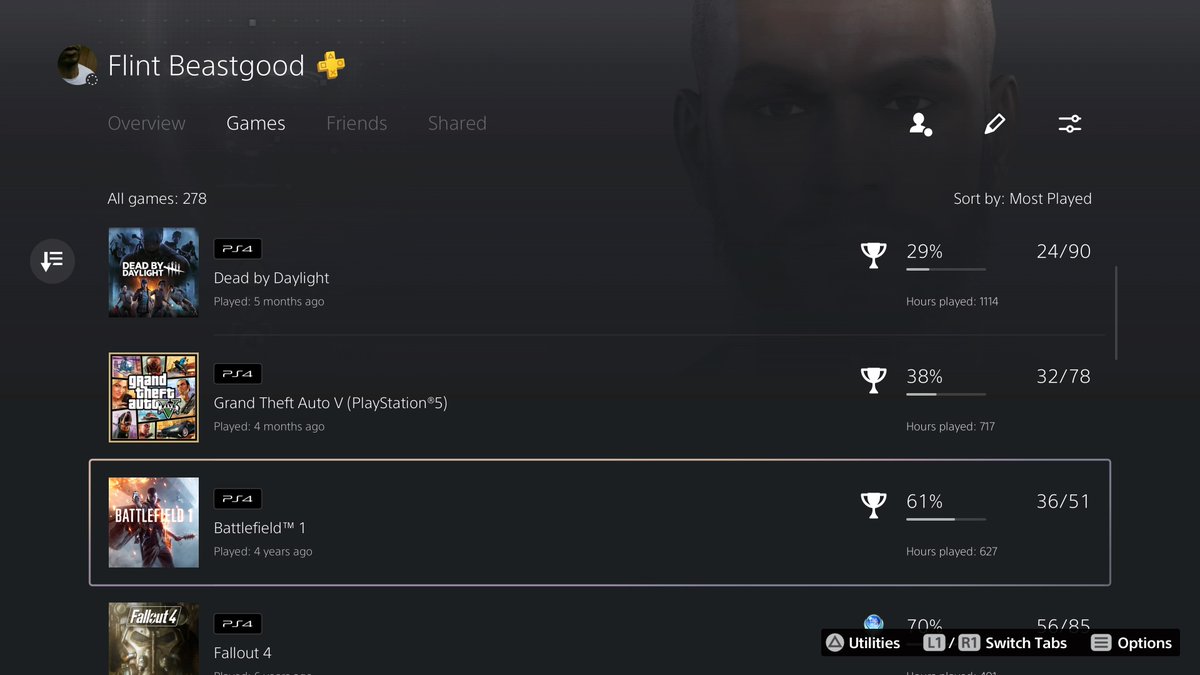 FlintBeastgood's tweet photo. Most Played Games Pt.2
#DBD #GTAV #BF1 #PS5Share https://t.co/LnrT8XqSKK
