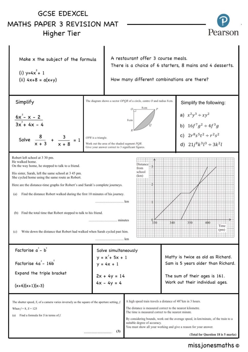 beckijones_'s tweet image. Hi all!!

As we are nearing the paper 3 exam, i thought i would make a revision mat for my students. However, i thought i’d share this with some of you fellow teachers as you may find it useful to use with your students too.😊

#edexcel #gcsemaths #paper3