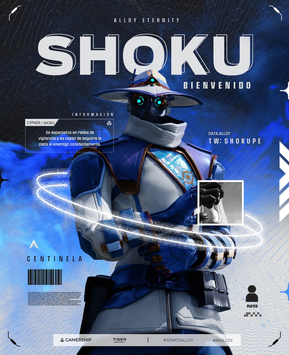 AlloyGG's tweet image. ALLOY ETERNITY | #VALORANT   

@ShokuPe detecto una incursión en nuestro mundo.

Bienvenido, nuestro Centinela que se encargara de entrar en la mente del enemigo ¡Témanle a nuestro Hacker! El futuro es Alloy Eternity. 📷

Let's go everywhere ⬆️
#BeAlloy #BeEternity #PlayToWin