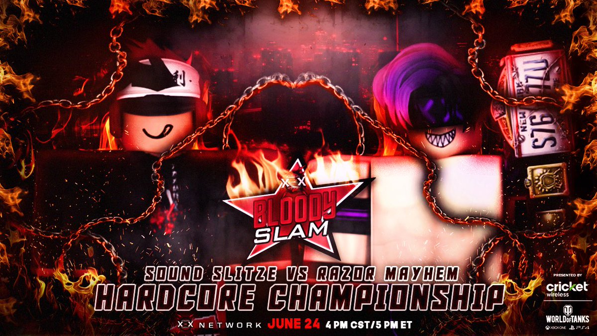 XWENetwork's tweet photo. 🩸6/24/23 - BloodySlam🩸
HARDCORE CHAMPIONSHIP
@Rxzor___ has been dominating competition left and right but how will they face off against one of the greatest…#SoundSlitze!
Will #Mayhem solidify their status in XWE or will #Slitze be too much for the champion?! https://t.co/H3mTQNusW6