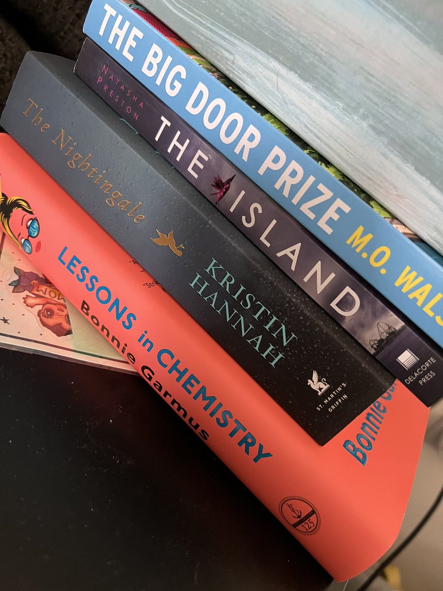 Summer reading stack. Not pictured: Remarkably Bright Creatures (ebook on my library Hoopla app)