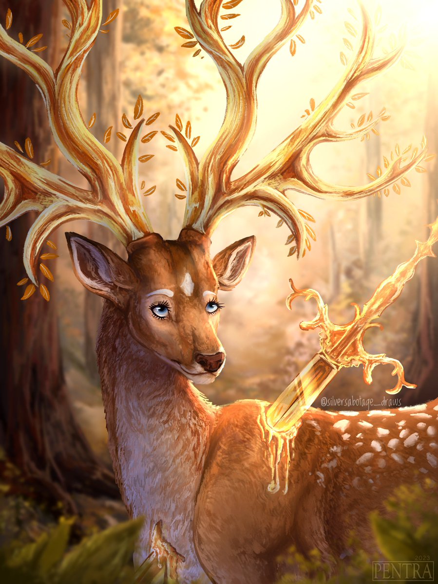 I can draw other animals too, i tried to make this lad look more like my usual semirealistic style but it turned out more cartoony than i intended to lol #animalart #fantasyart #deer #digitalpainting #smallartist