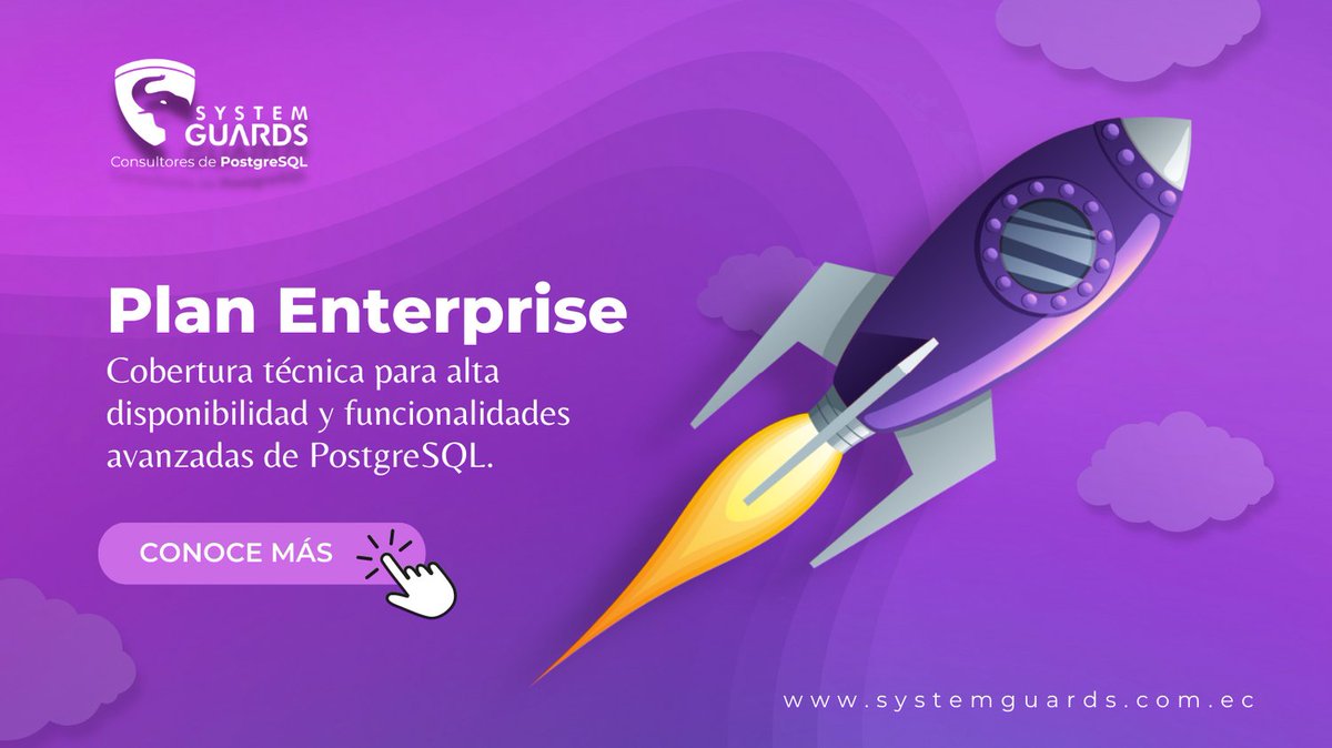 systemguards's tweet image. Asegúrate de contar con la mejor cobertura técnica para tu base de datos #PostgreSQL. Elige lo mejor, ¡elige nuestro Plan de Soporte Enterprise! Conoce todas sus características y las ventajas que te ofrece en: 👉 systemguards.com.ec/plan-enterpris… #DBAs #opensource #SYSTEMGUARDS