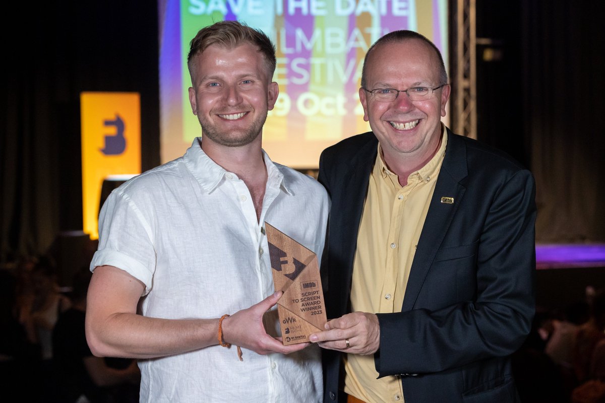 FilmBathUK's tweet photo. What a spectacular evening we had tonight at the @IMDb  Script to Screen Awards 2023! 🏆

Congratulations to our winner which was both the judges and the audiences pick -Two Minutes by Jamie Benyon! 🥳 https://t.co/FcEmRBgwhh
